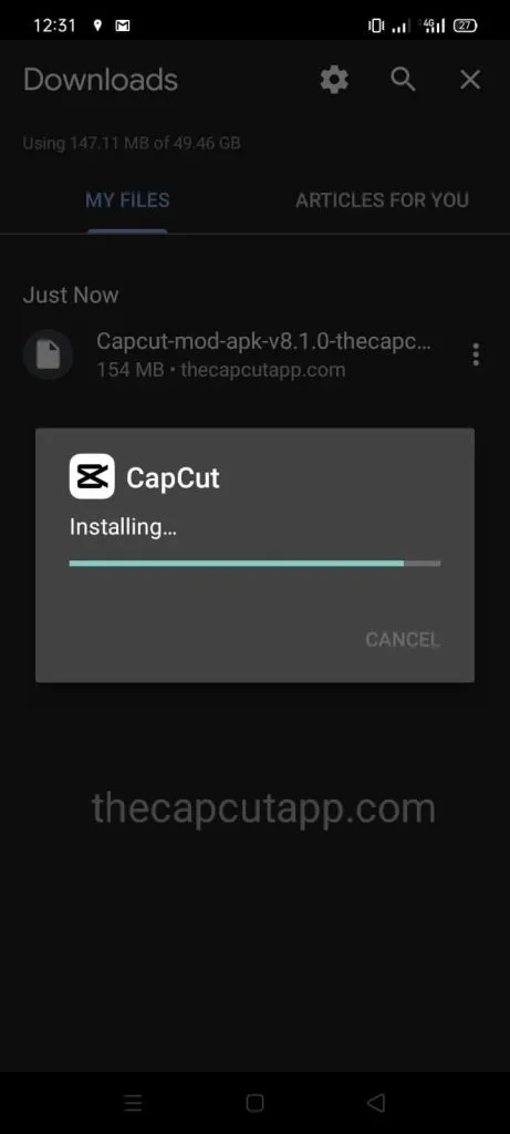 First, you must download and install the latest version of CapCut MOD APK on your mobile phone.

